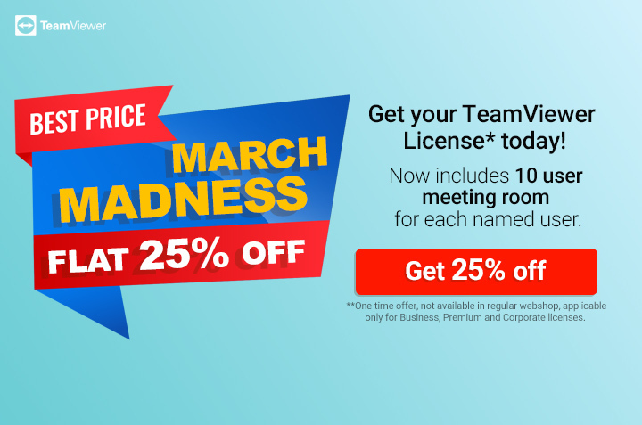 TeamViewer March Mega Sale 25% OffValid until March 7, 2021