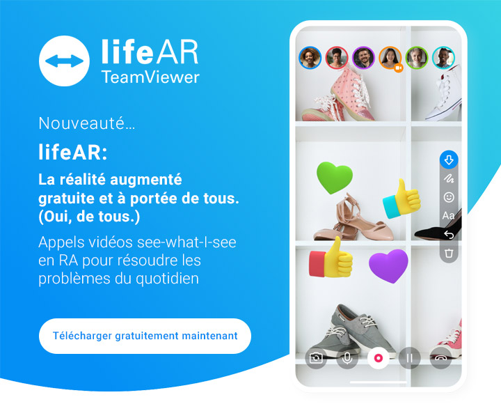 Nouveauté… lifeAR : La réalité augmenté gratuite et à portée de tous. (Oui, de tous.) Appels vidéos see-what-I-see en RA pour résoudre les problèmes du quotidien. Télécharger gratuitement maintenant