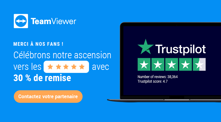 Bénéficiez de 30 % de réduction sur une sélection de licences et de compléments TeamViewer 